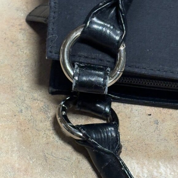 Vintage Miche Classic Base Bag Black Nylon & Leather Dual Handle Purse Zip Close - Picture 13 of 16